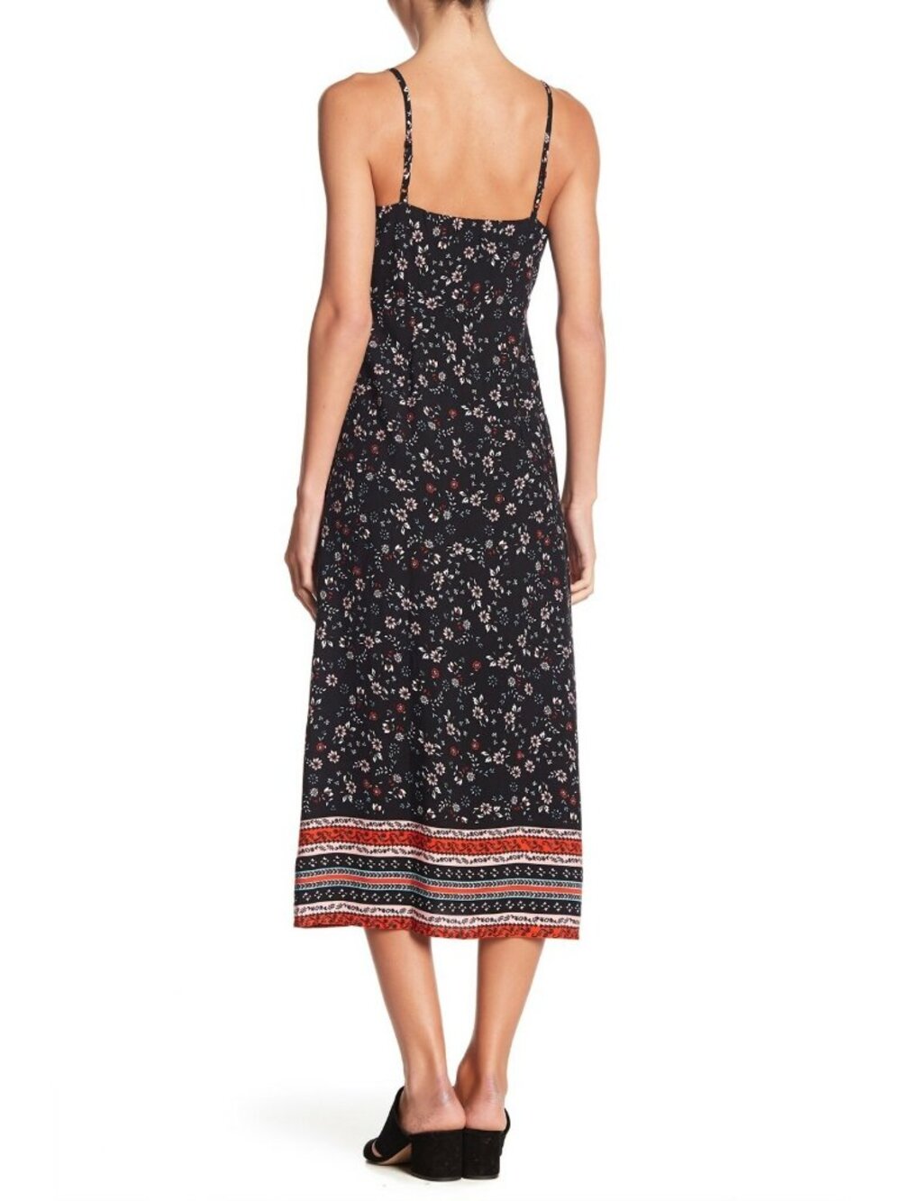 Love Fire Floral Midi Dress Women's M Spaghetti Strap Button Front Rayon NWT - Picture 6 of 11